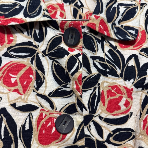 Vintage 80s Koret White Red Black Big Button Floral Jacket Women's Size XL - Picture 3 of 7